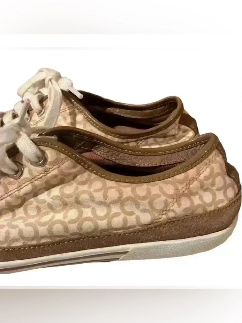 COACH Womens Edith Lace Up Signature Sneakers